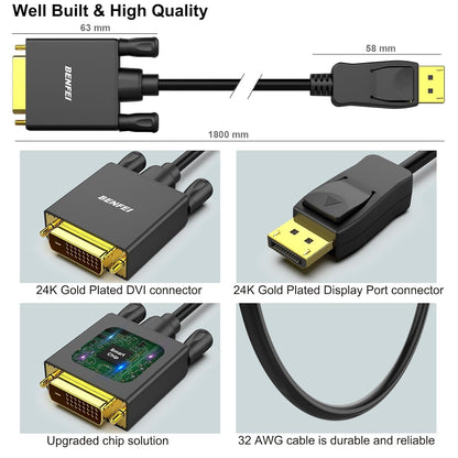 BENFEI 000125BK-10F DisplayPort to DVI Cable Male-Male Gold-Plated Cord Cable 3Mlated - Image 5