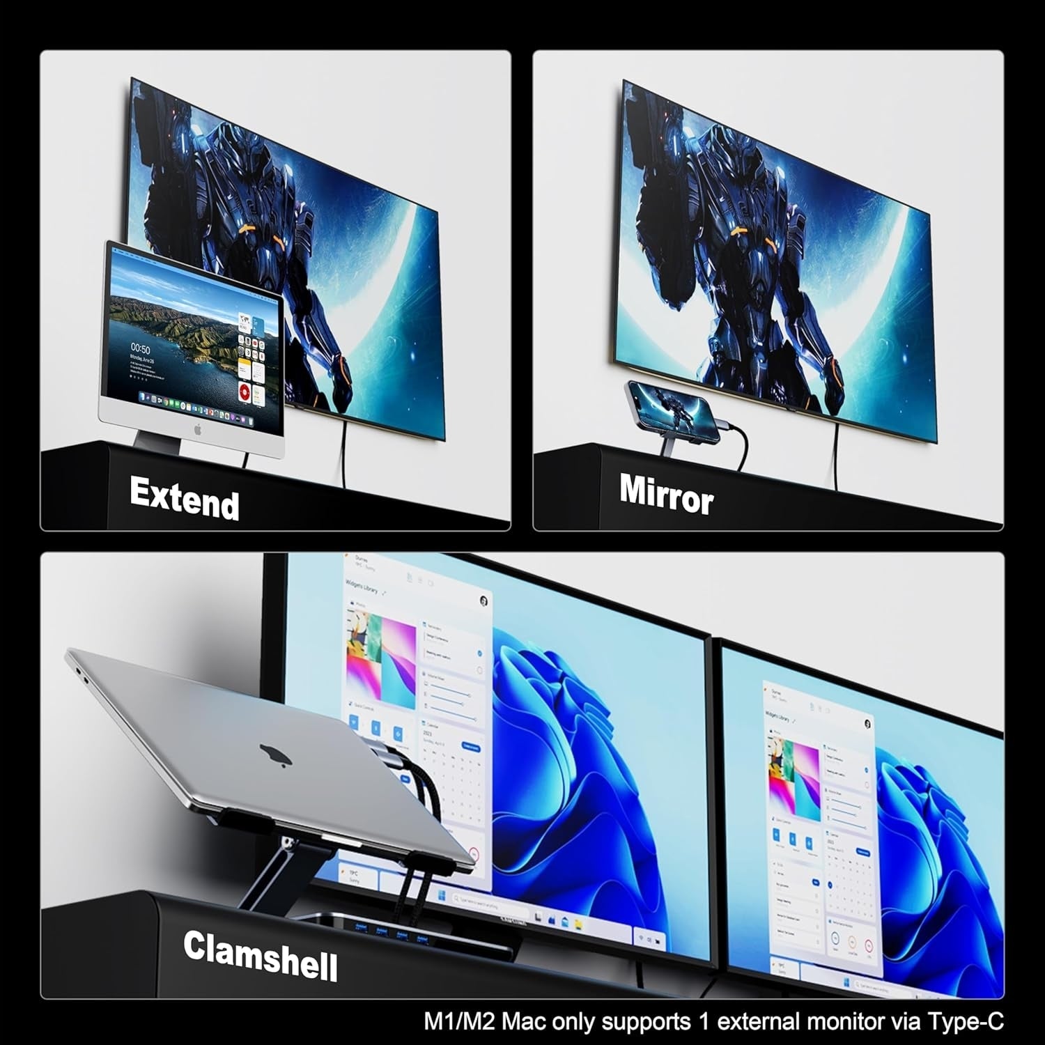 BENFEI 206GY-3F USB-C to HDMI 0.9M Cable 4K@60Hz, Aluminum Shell, Nylon Braided - Image 3