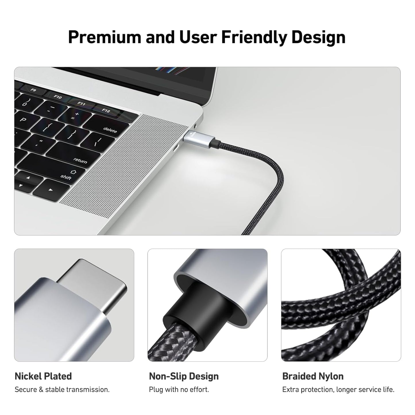 BENFEI 206GY-3F USB-C to HDMI 0.9M Cable 4K@60Hz, Aluminum Shell, Nylon Braided - Image 5