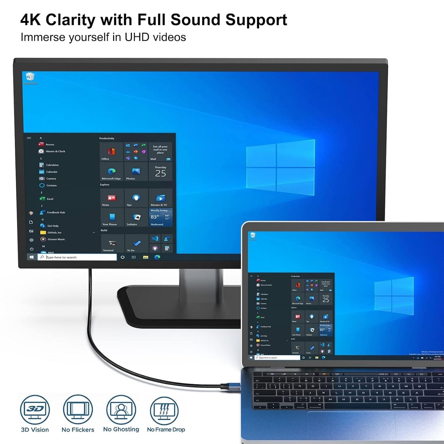 BENFEI 207GY-3F USB-C to DP 0.9m 8K@60Hz Thunderbolt 3 - Image 2