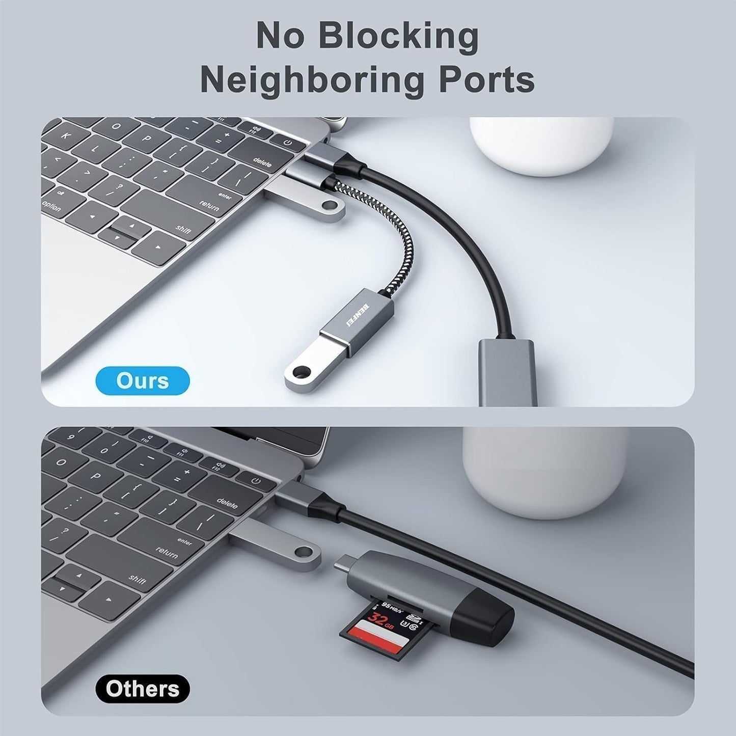 BENFEI 262GY-2P USB 3.0 USB-C to USB-A Adapter (2-pack) - Image 7