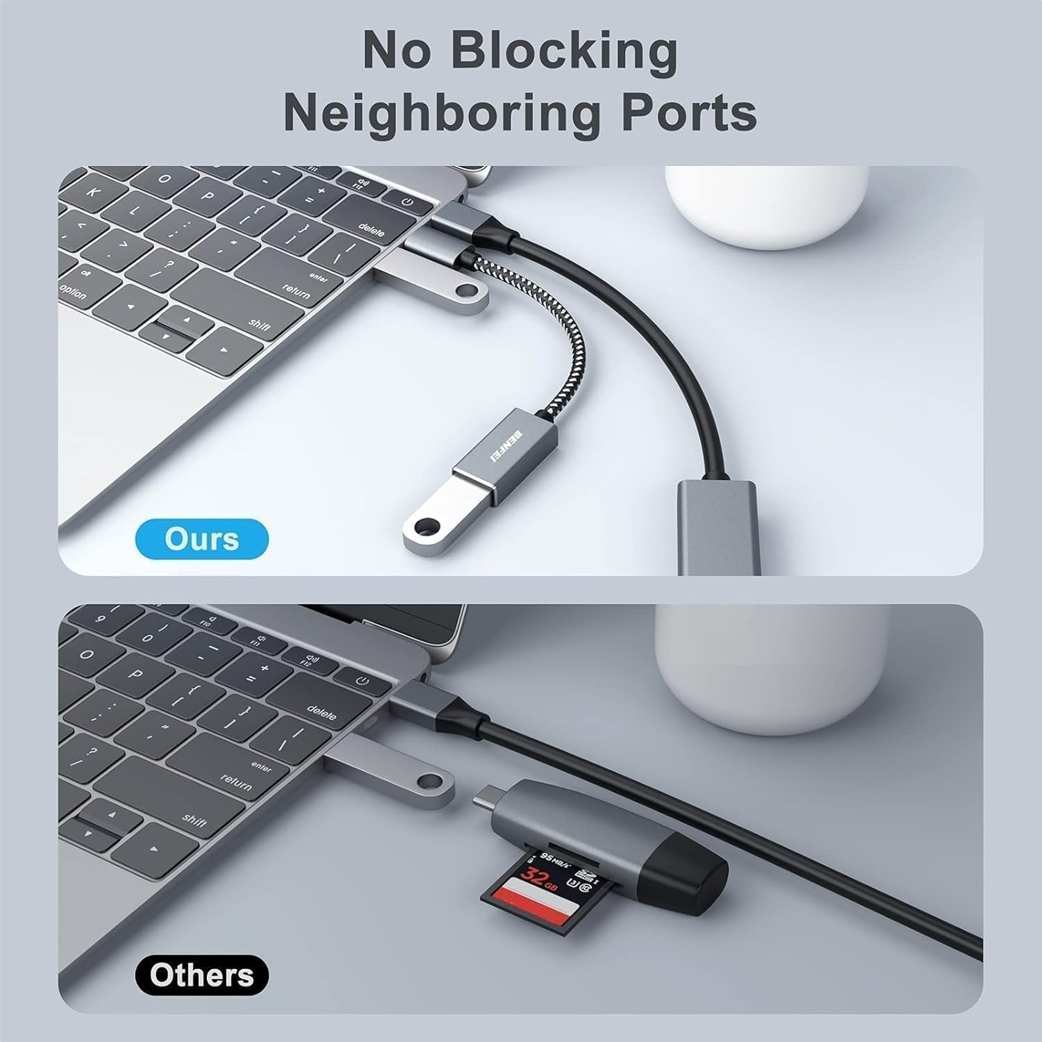 BENFEI 262GY-2P USB 3.0 USB-C to USB-A Adapter (2-pack) - Image 7
