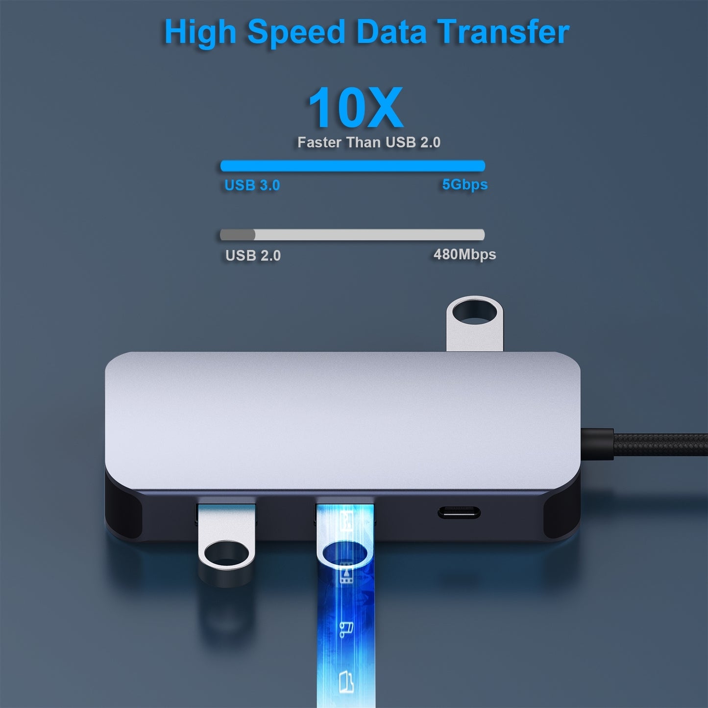 BENFEI 335GY USB-C Hub with Triple Display, 8-in-1 Docking Station (100W PD, Dual 4K HDMI, VGA, 3x USB 3.0) - Image 4