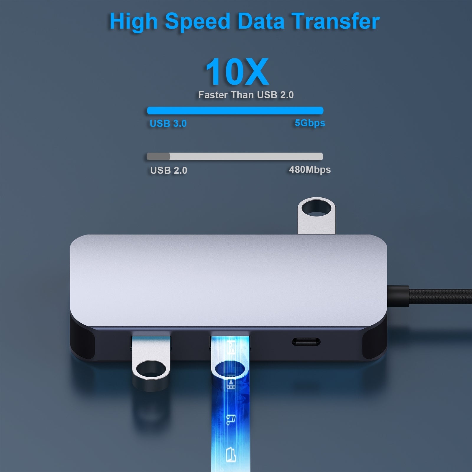 BENFEI 335GY USB-C Hub with Triple Display, 8-in-1 Docking Station (100W PD, Dual 4K HDMI, VGA, 3x USB 3.0) - Image 4