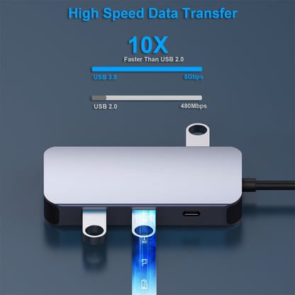 BENFEI 335GY USB-C Hub with Triple Display, 8-in-1 Docking Station (100W PD, Dual 4K HDMI, VGA, 3x USB 3.0) - Image 4