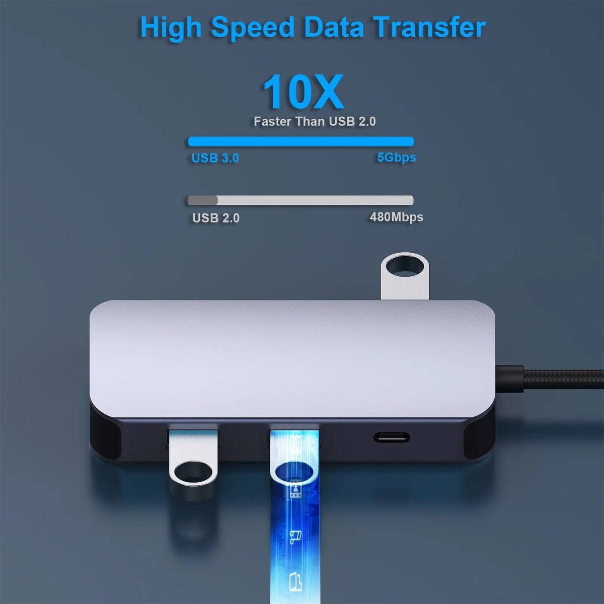 BENFEI 335GY USB-C Hub with Triple Display, 8-in-1 Docking Station (100W PD, Dual 4K HDMI, VGA, 3x USB 3.0) - Image 4