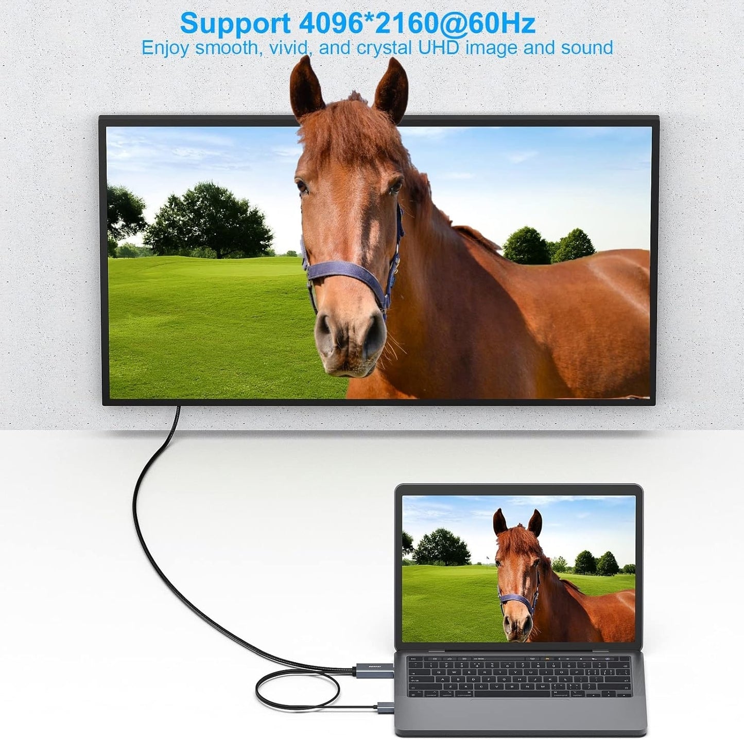 BENFEI 344GY-3M HDMI to DisplayPort Unidirectional 4K Active Cable with USB Powered 3M - Image 3