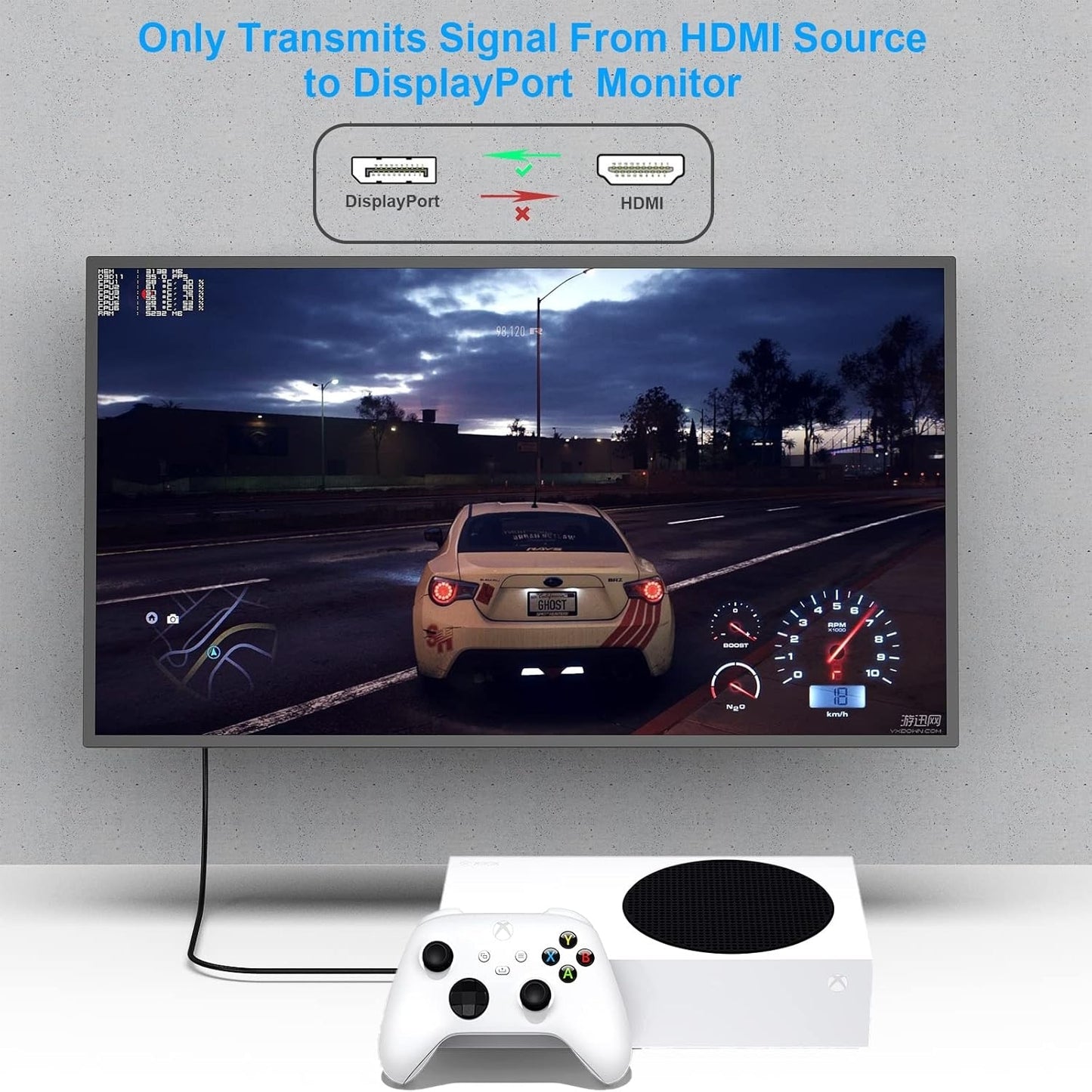 BENFEI 344GY-3M HDMI to DisplayPort Unidirectional 4K Active Cable with USB Powered 3M - Image 4