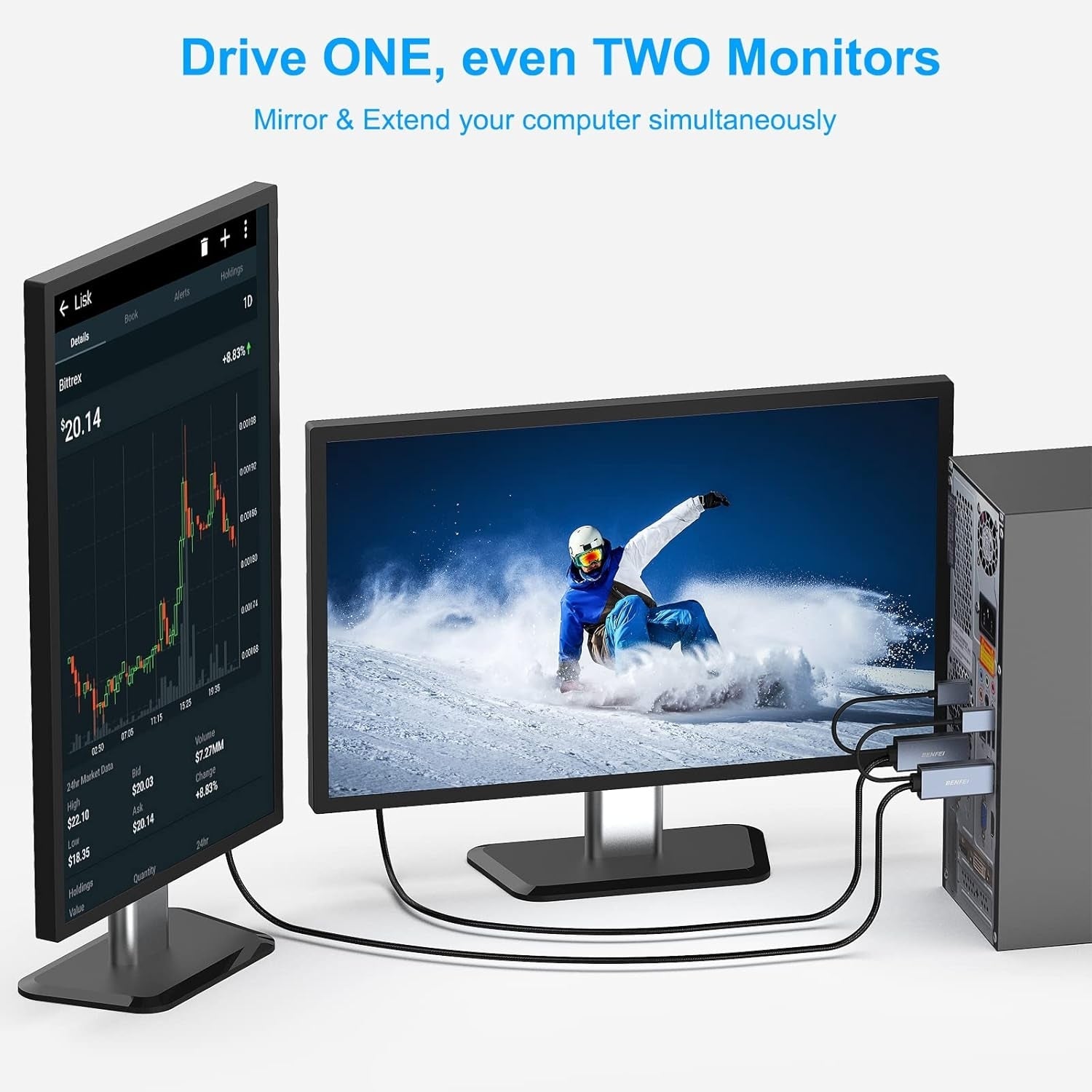 BENFEI 344GY-5M HDMI to DisplayPort Unidirectional 4K Active Cable with USB Powered 5M - Image 7