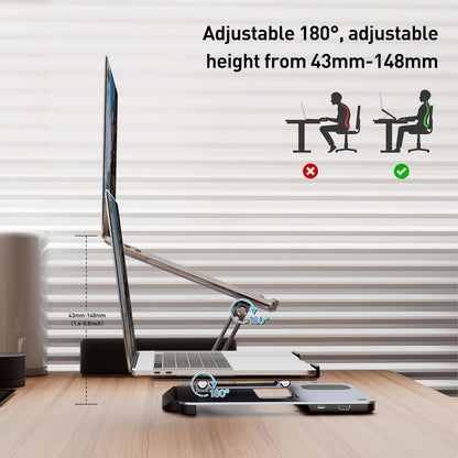 BENFEI 000366GY Laptop Stand with USB C Hub, Multi Function With USB and KVM Switch and 15W Wireless Charger - Image 7