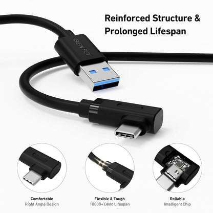 BENFEI 375BK-3M USB 3.0 to Right Angled USB-C PVC 3M - Image 2