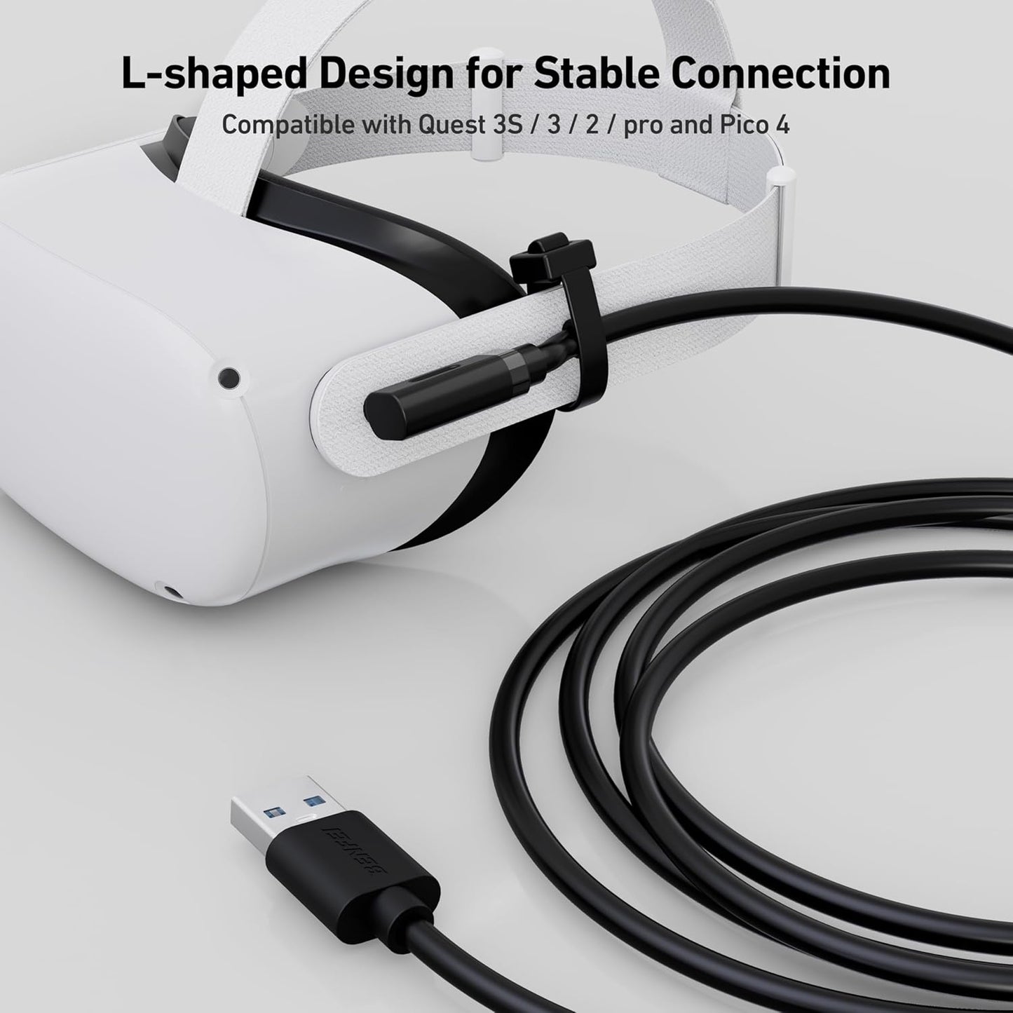 BENFEI 375BK-3M USB 3.0 to Right Angled USB-C PVC 3M - Image 3