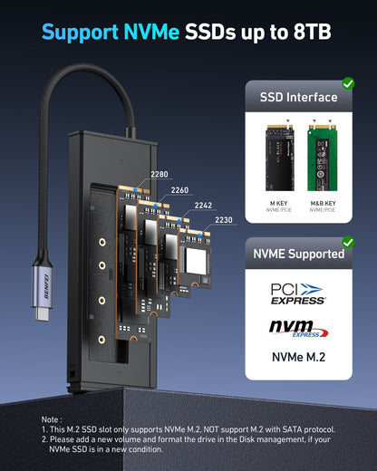 BENFEI 000389GY M.2 NVMe Enclosure with USB-C Hub - Image 5