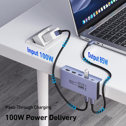 BENFEI 396GY USB-C 8-in-1 Docking HDMI 4K/60Hxz+USB-C(10G)+2xUSB-A(10G)+2xUSB2.0+RJ45+PD100W - Image 7