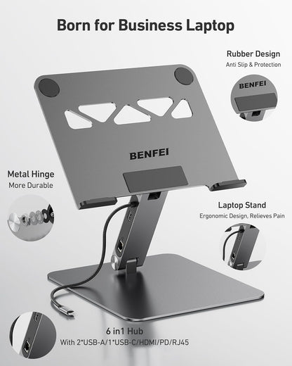 BENFEI 398GY TYPE-C 6-in-1 HDMI+USB-C(10G)+RJ45+2xUSB-A(10G)+PD - Image 2