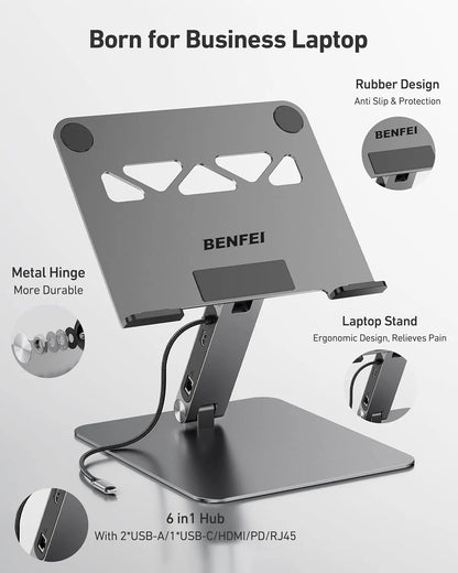 BENFEI 398GY TYPE-C 6-in-1 HDMI+USB-C(10G)+RJ45+2xUSB-A(10G)+PD - Image 2