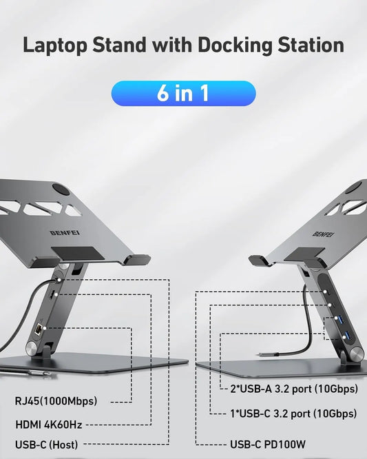BENFEI 398GY TYPE-C 6-in-1 HDMI+USB-C(10G)+RJ45+2xUSB-A(10G)+PD - Image 3