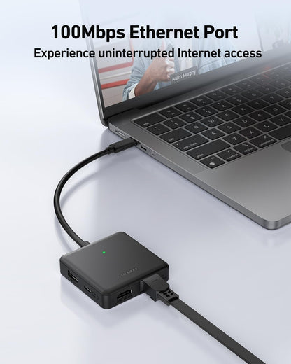BENFEI 399BK 6-in-1 USB-C HUB to HDMI(8K)+USB3.2(10Gbps)+USB2.0x2+PD100W+RJ45 Black - Image 4
