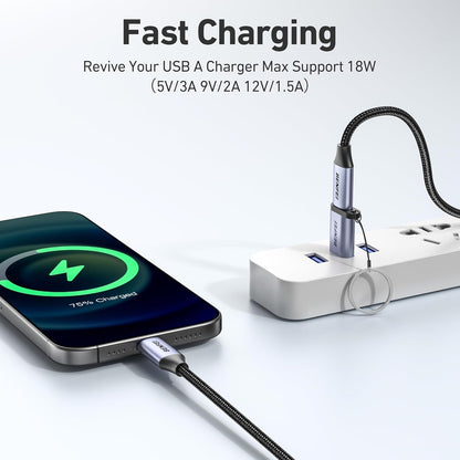 BENFEI 407GY USB Type-A to USB-C Adapter Male to Female Supporting 5V 3A Charging and 10Gbps Data Transmit - Image 4