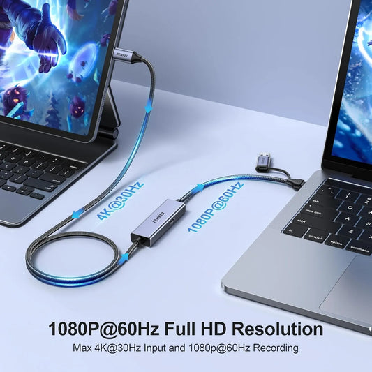 BENFEI 408GY USB-C to USB-C+A + PD (100W) Video/Audio Capture Card Supporting Full HD 1080P 60FPS for Streaming, Recording, Gaming - Image 4