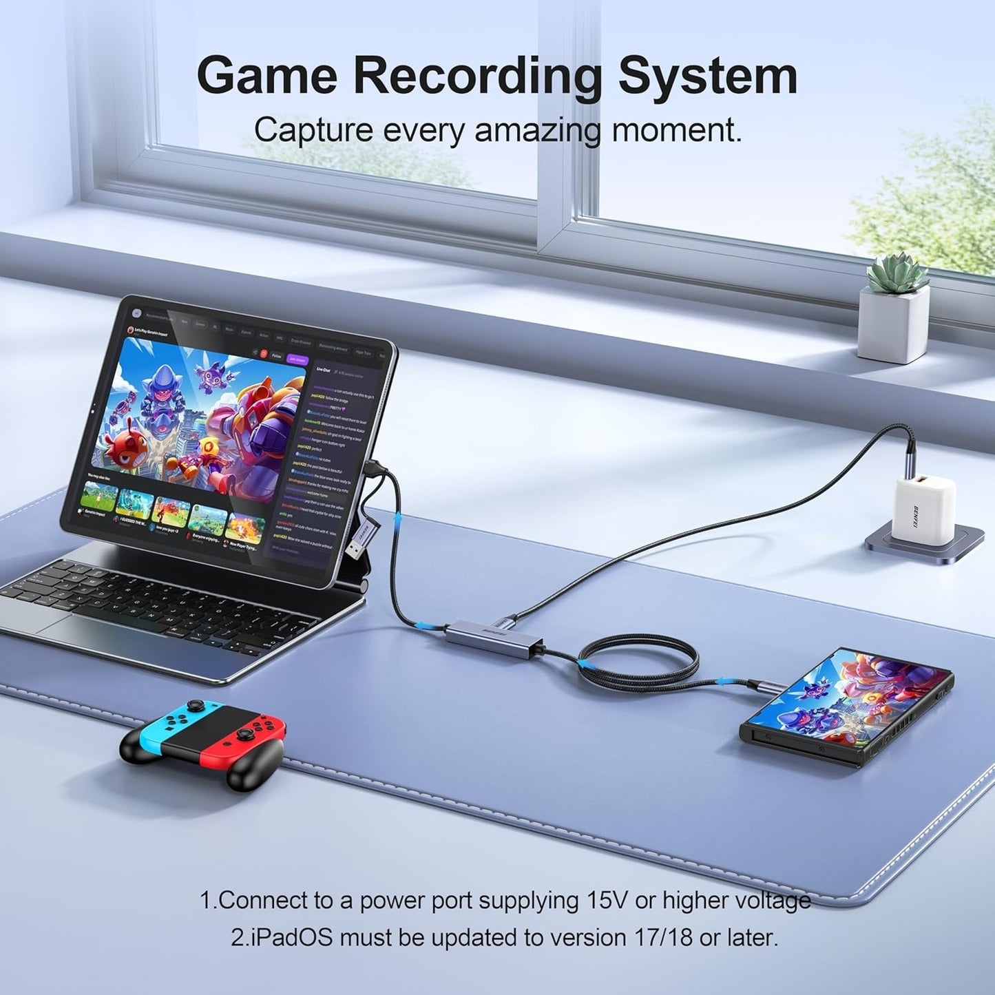 BENFEI 408GY USB-C to USB-C+A + PD (100W) Video/Audio Capture Card Supporting Full HD 1080P 60FPS for Streaming, Recording, Gaming - Image 7