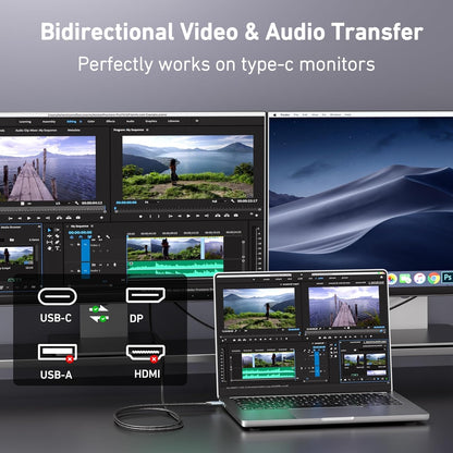 BENFEI 412GY Bidirectional USB-C to DisplayPort V1.4 (Support Thunderbolt 4, 8K@60Hz ) Cable 1.8M - Image 2