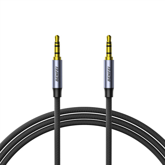 BENFEI 427GY 5M 3.5mm TRRS Male to Male Audio Cable, 4-Pole Stereo Mic Aux Cable, Nylon Braided Headphone Jack Cord