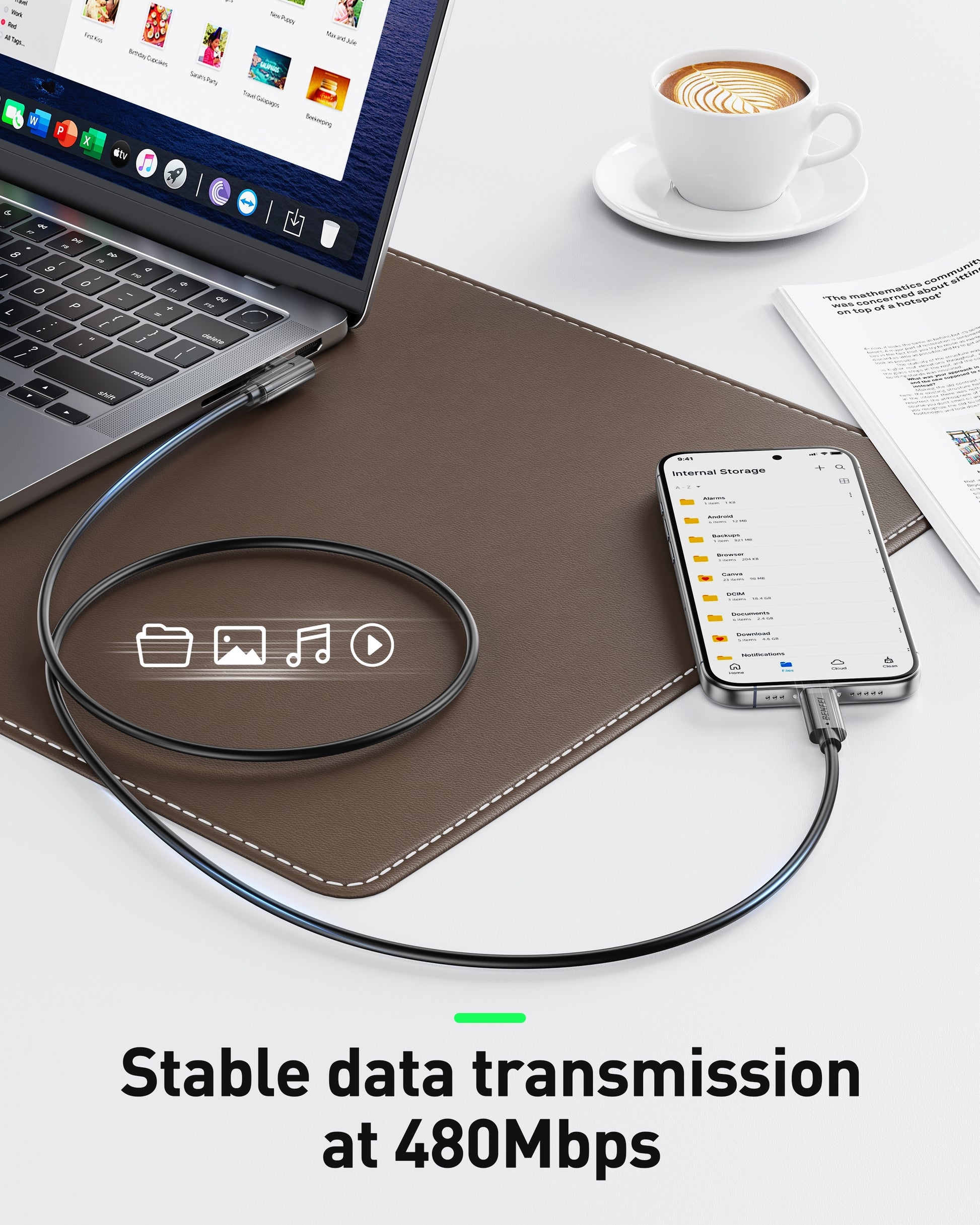 BENFEI 428BK-1M USB C to Right Angle USB C Cable , 90-dgree Angled USB 2.0 Type C Charger Cable, 3A Fast Charging & 480Mbps Data Sync, Durable PVC - Image 3