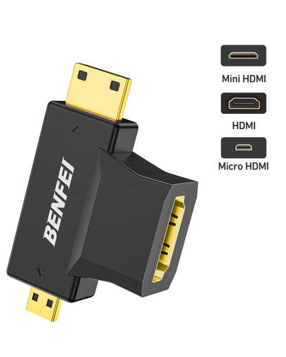 BENFEI 434BK Micro HDMI + Mini HDMI male to HDMI female Adapter - Image 2