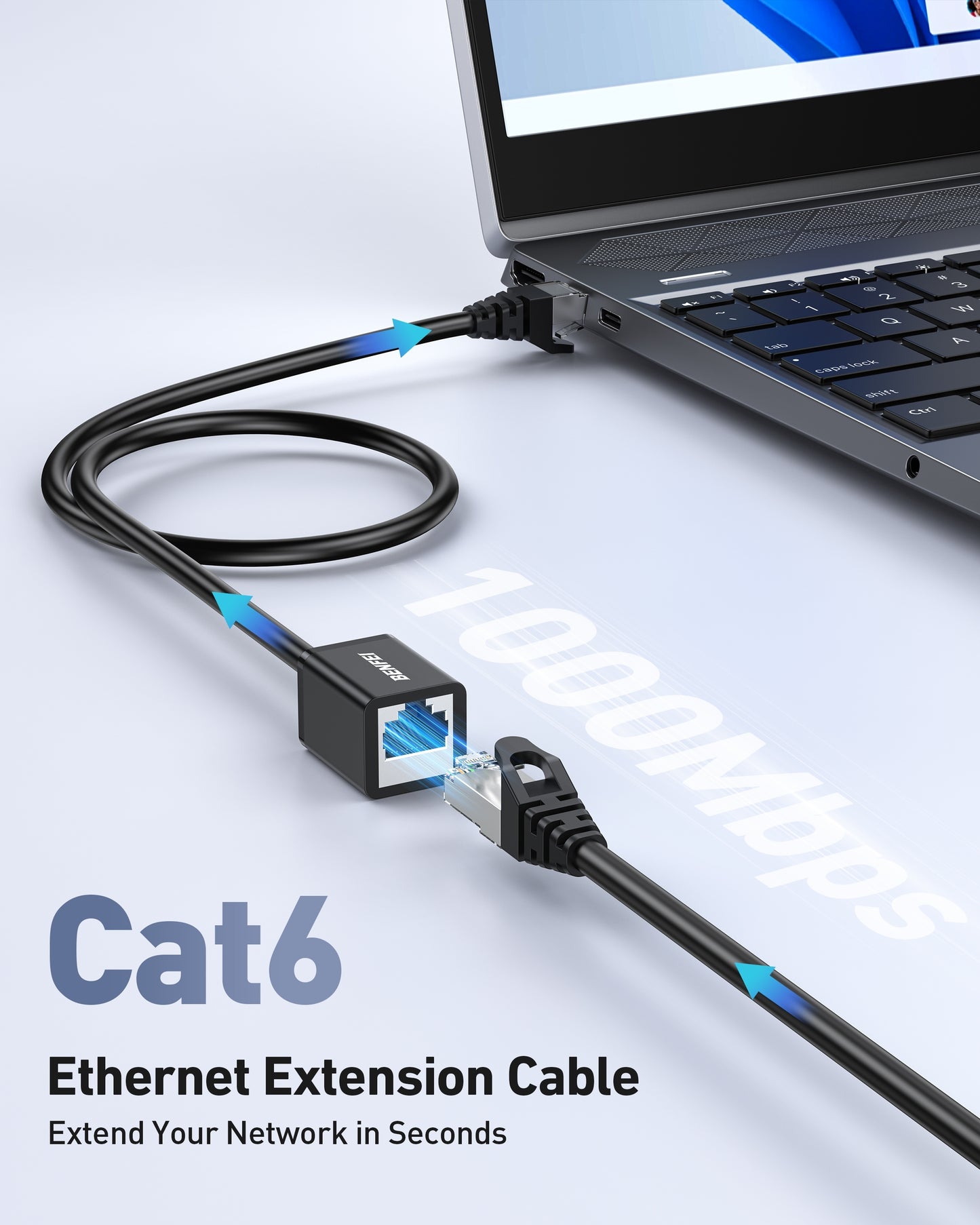 BENFEI 435BK-5M RJ45 Extension Male/Female Patch cords Cat6 1000Mbps 5M - Image 3