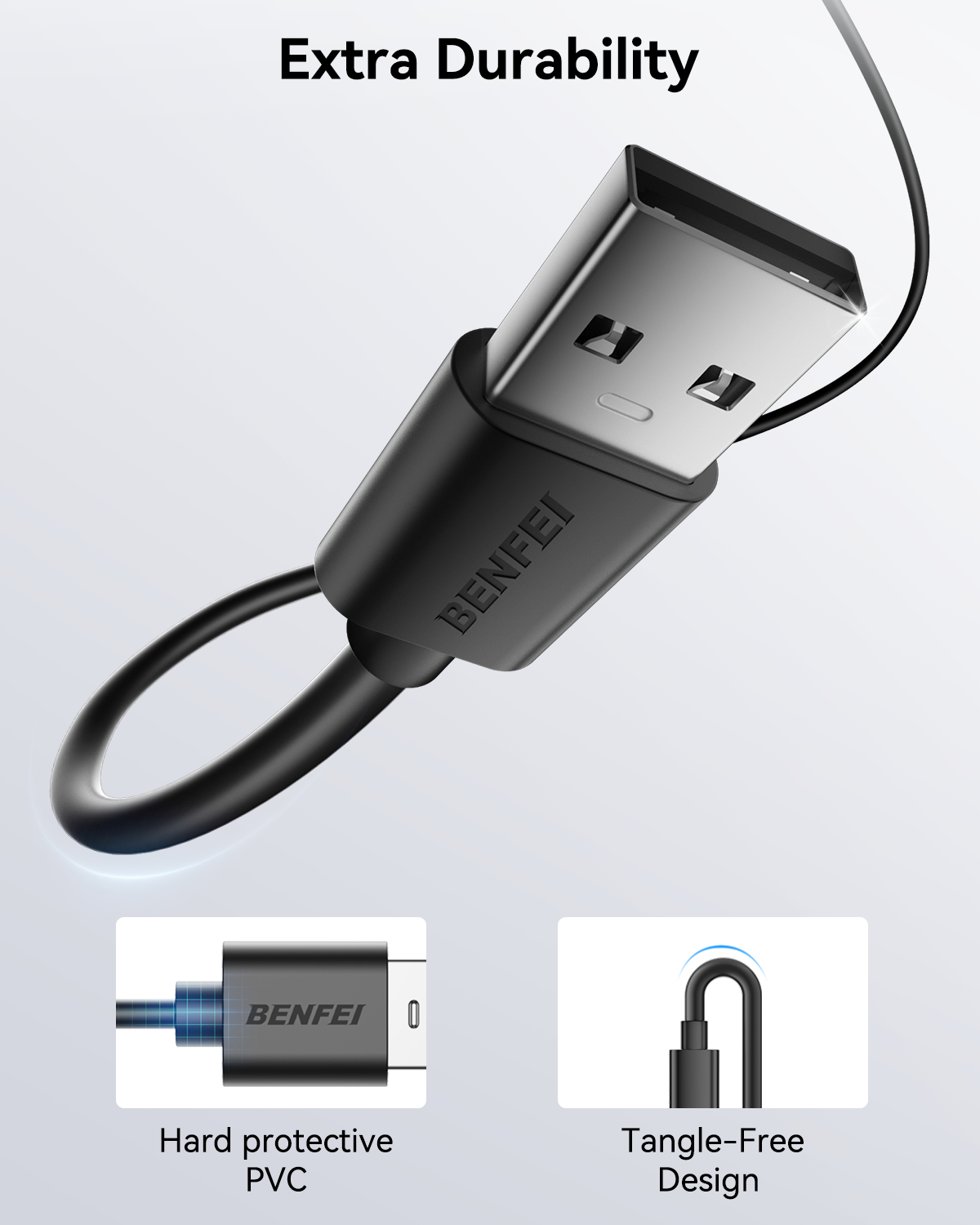 BENFEI 436BK-1M USB 2.0 Male to Micro USB Data Cable 1M - Image 2