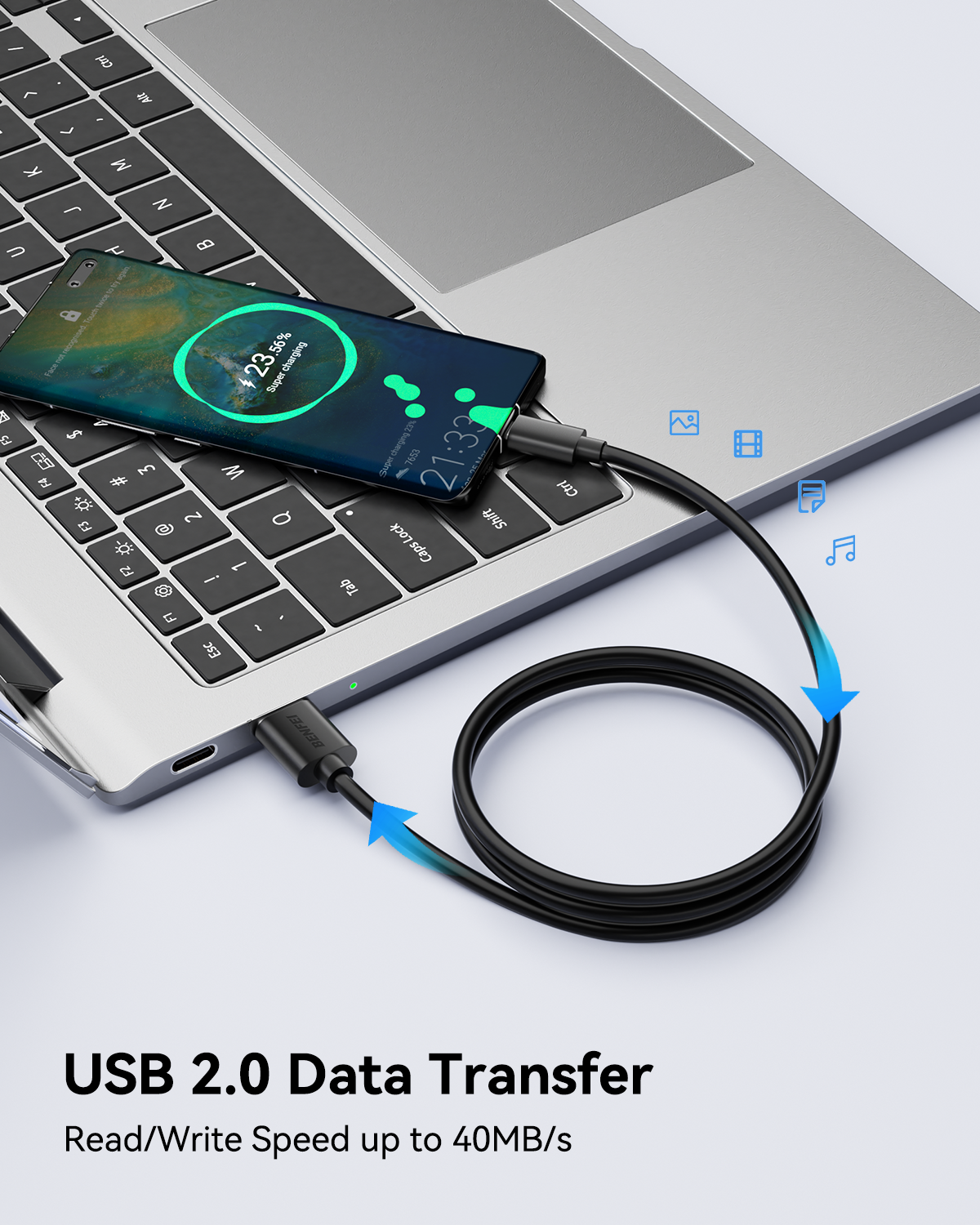 BENFEI 436BK-3M USB 2.0 Male to Micro USB Data Cable 3M - Image 5