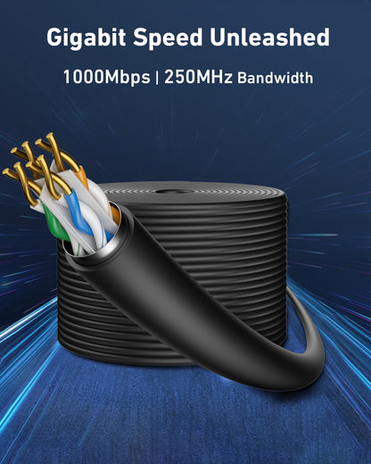 BENFEI 000701BK-305M CAT6 UTP 1000Mbps Waterproof Ethernet Cable 1000FT for Outdoor 305M (Unshielded) - Image 6