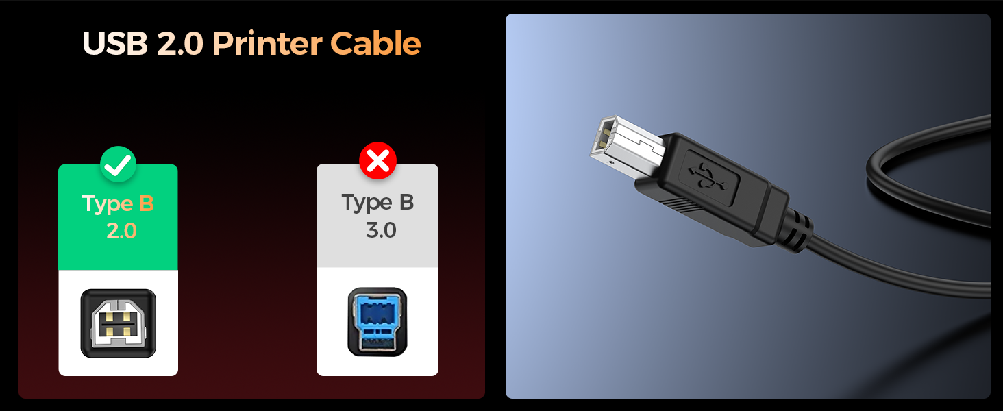 Choetech AB0060-3M USB A to B Printer 3meter Cable Black - Image 4