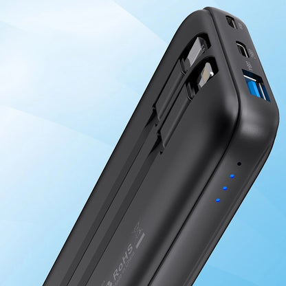 CHOETECH B654 10000mAh Pwer Bank 22.5W USB-A / USB-C / micro USB with built-in USB-C / Lightning cable - black - Image 3