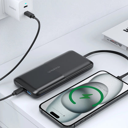 CHOETECH B654 10000mAh Pwer Bank 22.5W USB-A / USB-C / micro USB with built-in USB-C / Lightning cable - black - Image 6
