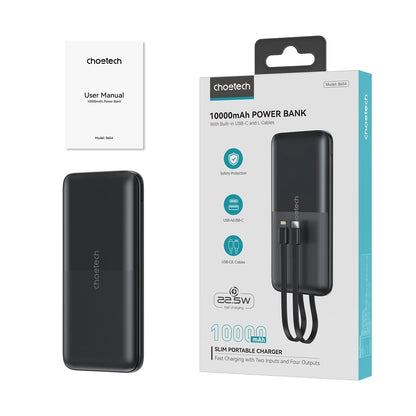 CHOETECH B654 10000mAh Pwer Bank 22.5W USB-A / USB-C / micro USB with built-in USB-C / Lightning cable - black - Image 7