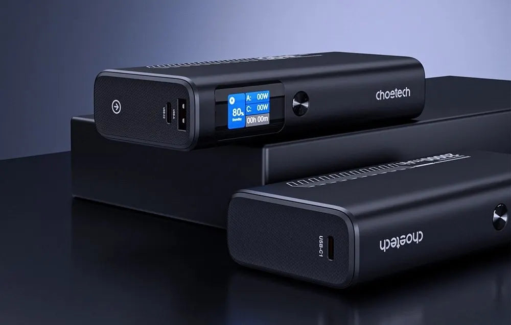 CHOETECH B702 20000mAh PD130W USB-A + USB-C x 2, 3-Port & TFT Display Power Bank - Image 8