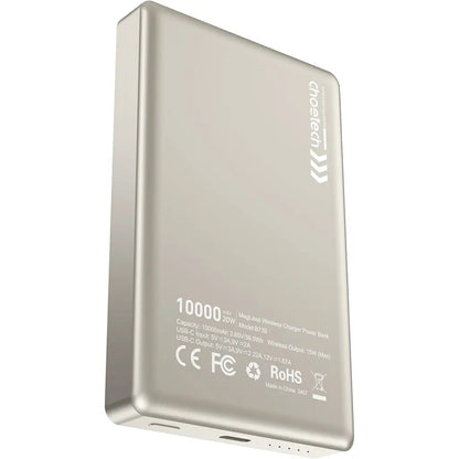 CHOETECH B739-WH 20W Slim USB-C 10000mAh Magnetic Power Bank - White - Image 2
