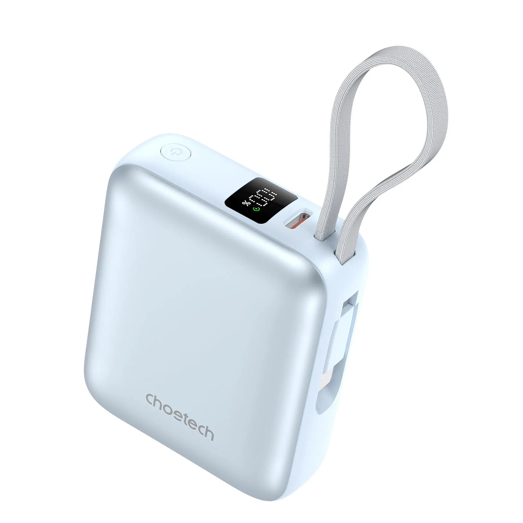CHOETECH B832-BL Mini 35W 10,000mAh Power Bank with LED Display + USB-C Cable Light Blue - Image 2