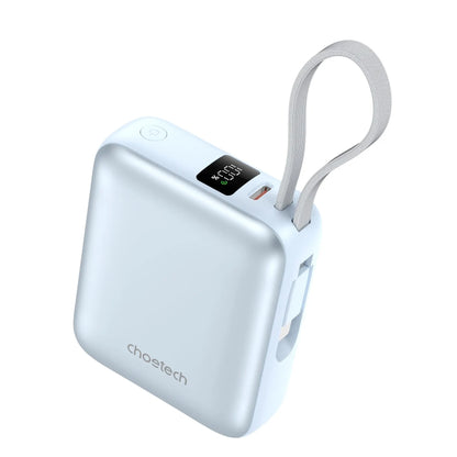 CHOETECH B832-BL Mini 35W 10,000mAh Power Bank with LED Display + USB-C Cable Light Blue - Image 2