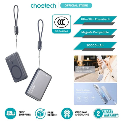 CHOETECH B-862-GY CCC Certified 10000mAh Ultra Thin Magnetic Power Bank - Image 5