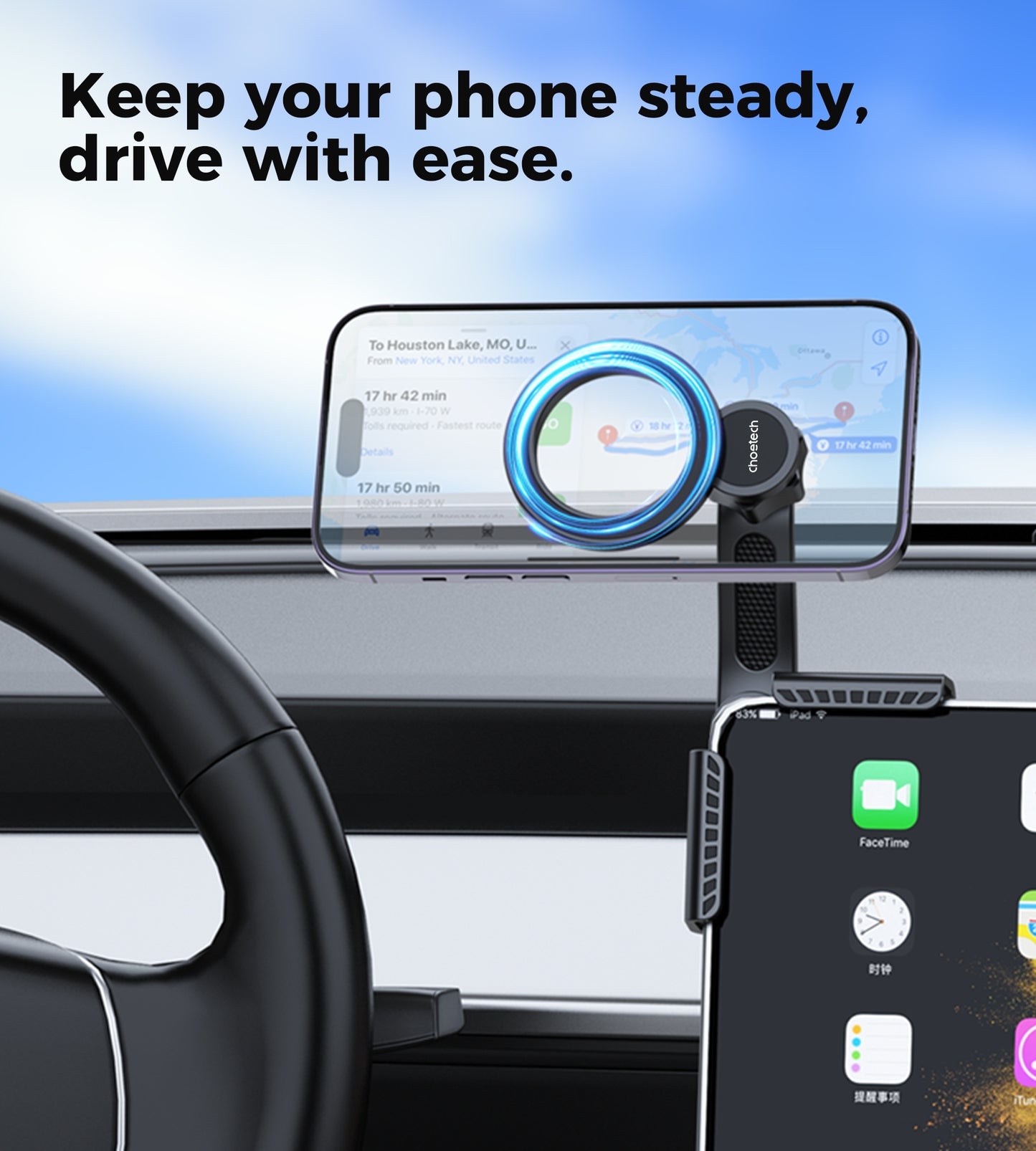 Choetech H090 Car Headrest Tablet & Phone Holder (4.7-10.2 inch) - Image 9