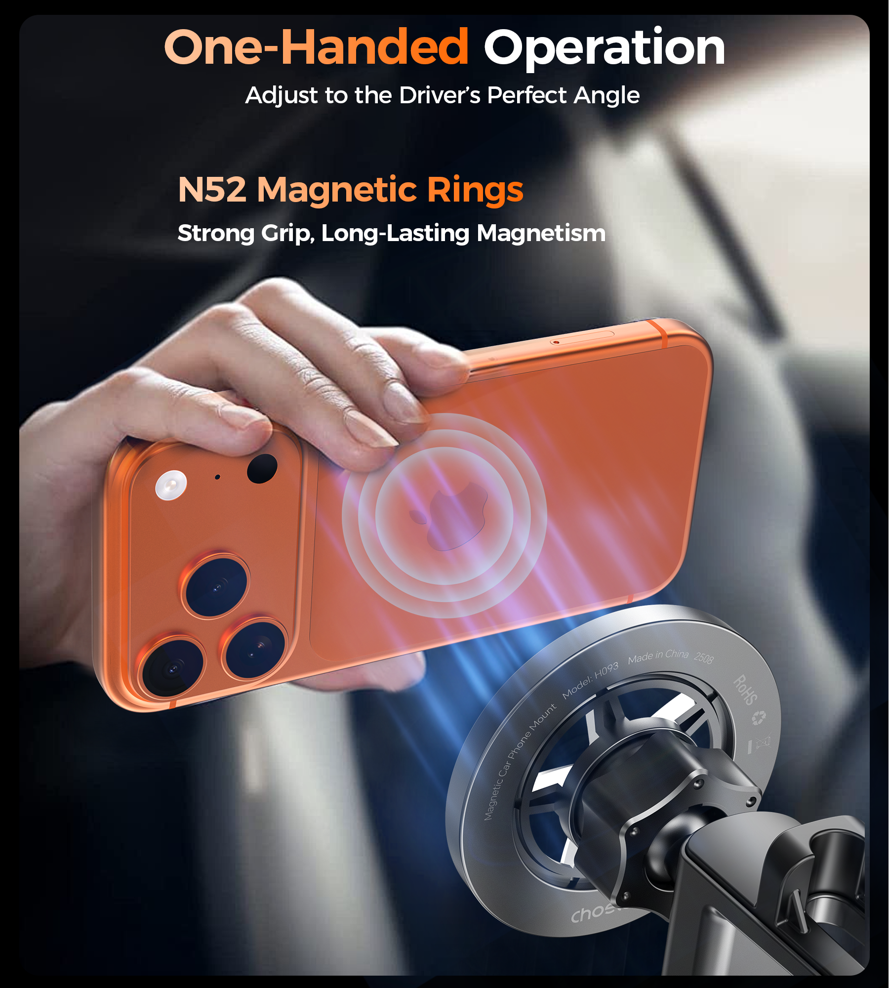 Choetech H093-BK Magnetic Car Phone Mount - Image 4