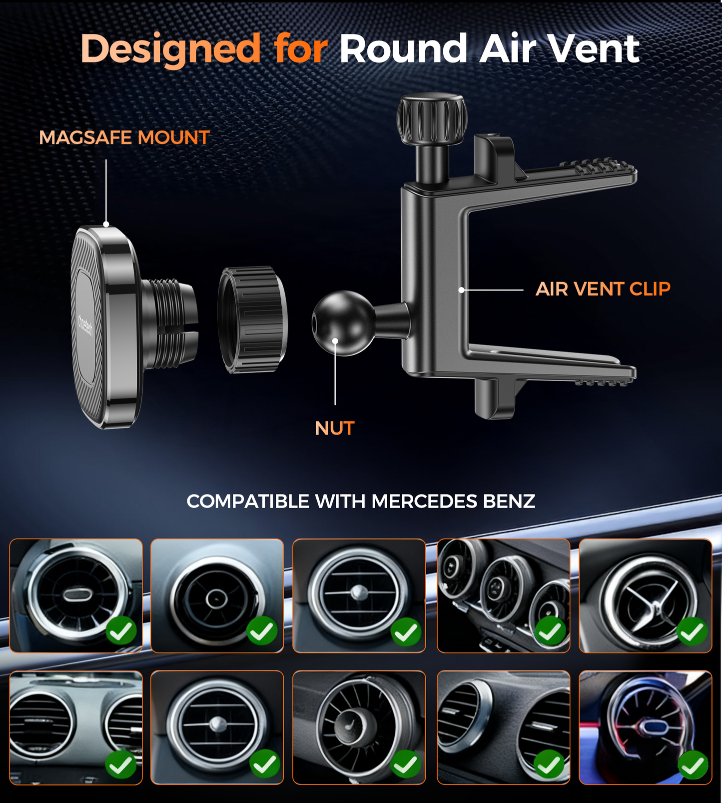 Choetech H095 Magnetic Car Air Vent Phone Holder 360-degree Rotation - Image 4