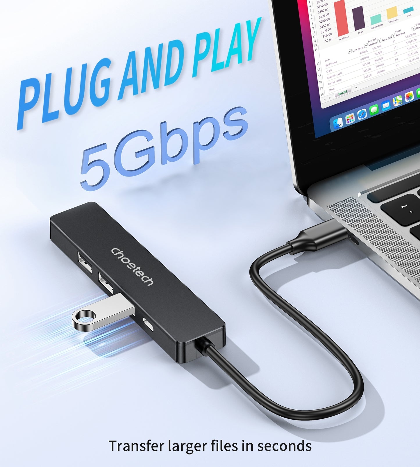 CHOETECH HUB-M80 Hub 5-in-1 Multifunctional Hub - Image 4