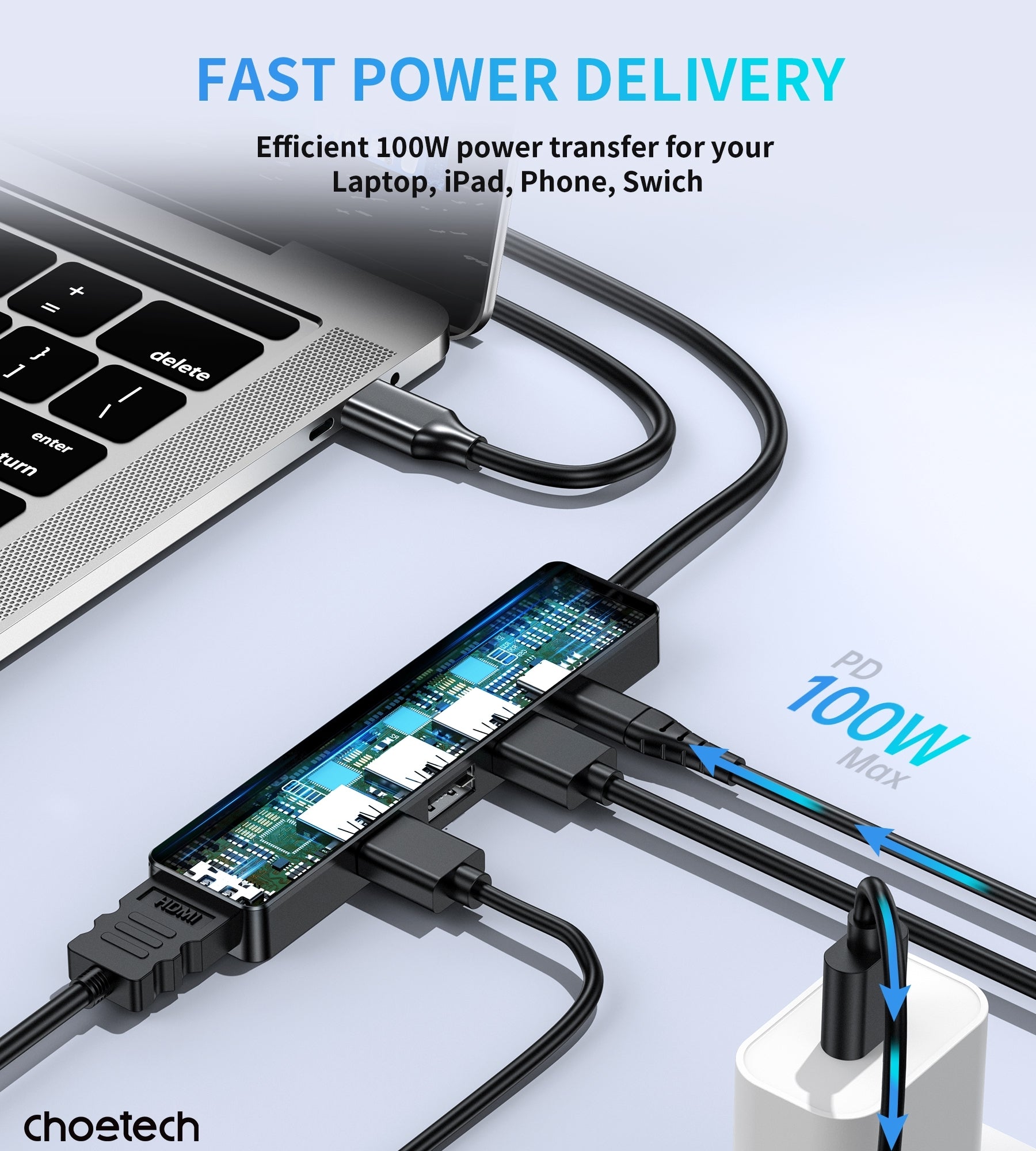 CHOETECH HUB-M80 Hub 5-in-1 Multifunctional Hub - Image 5