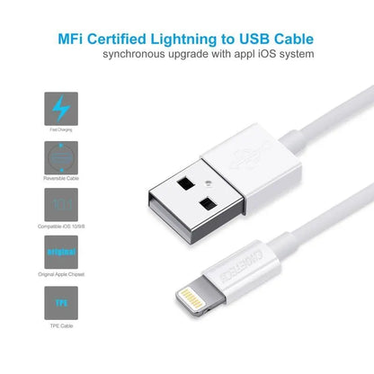 Choetech MFI Certified Cable for iPhone 1.2M White - Image 2