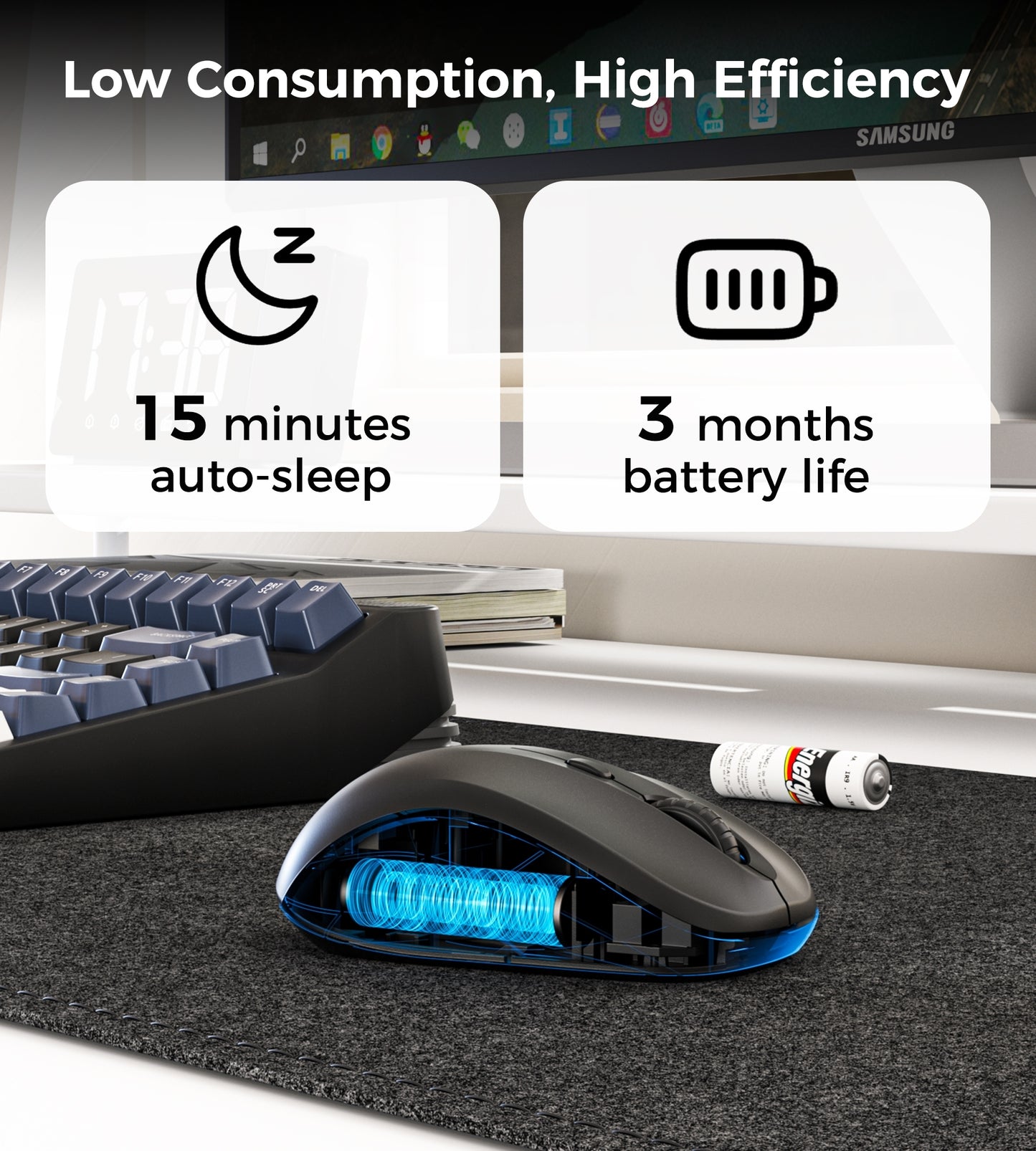 Choetech KB-002-BK 3-Level Adjustable 1600 DPI Wireless Mouse (Black) - Image 5