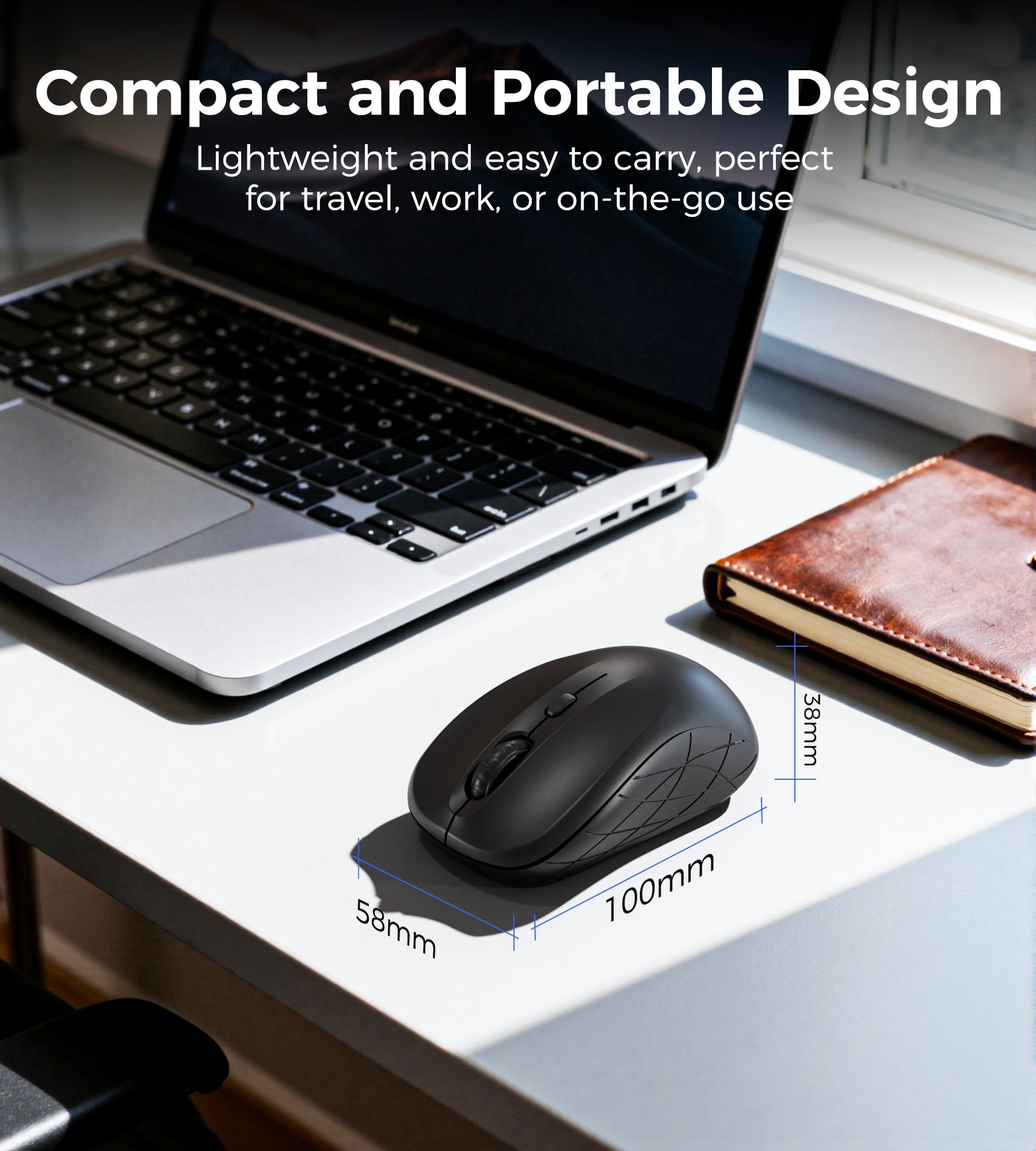Choetech KB-002-BK 3-Level Adjustable 1600 DPI Wireless Mouse (Black) - Image 6